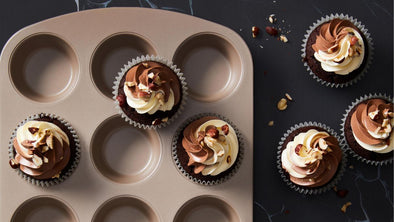 Chocolate Cupcakes with Vanilla and Chocolate Buttercream